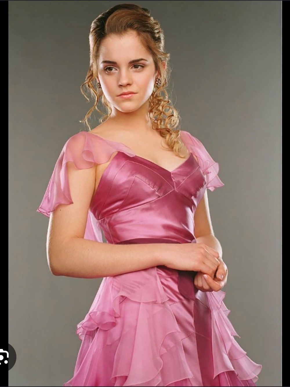 Girls' Pink Satin & Chiffon Ruffle Formal Dress